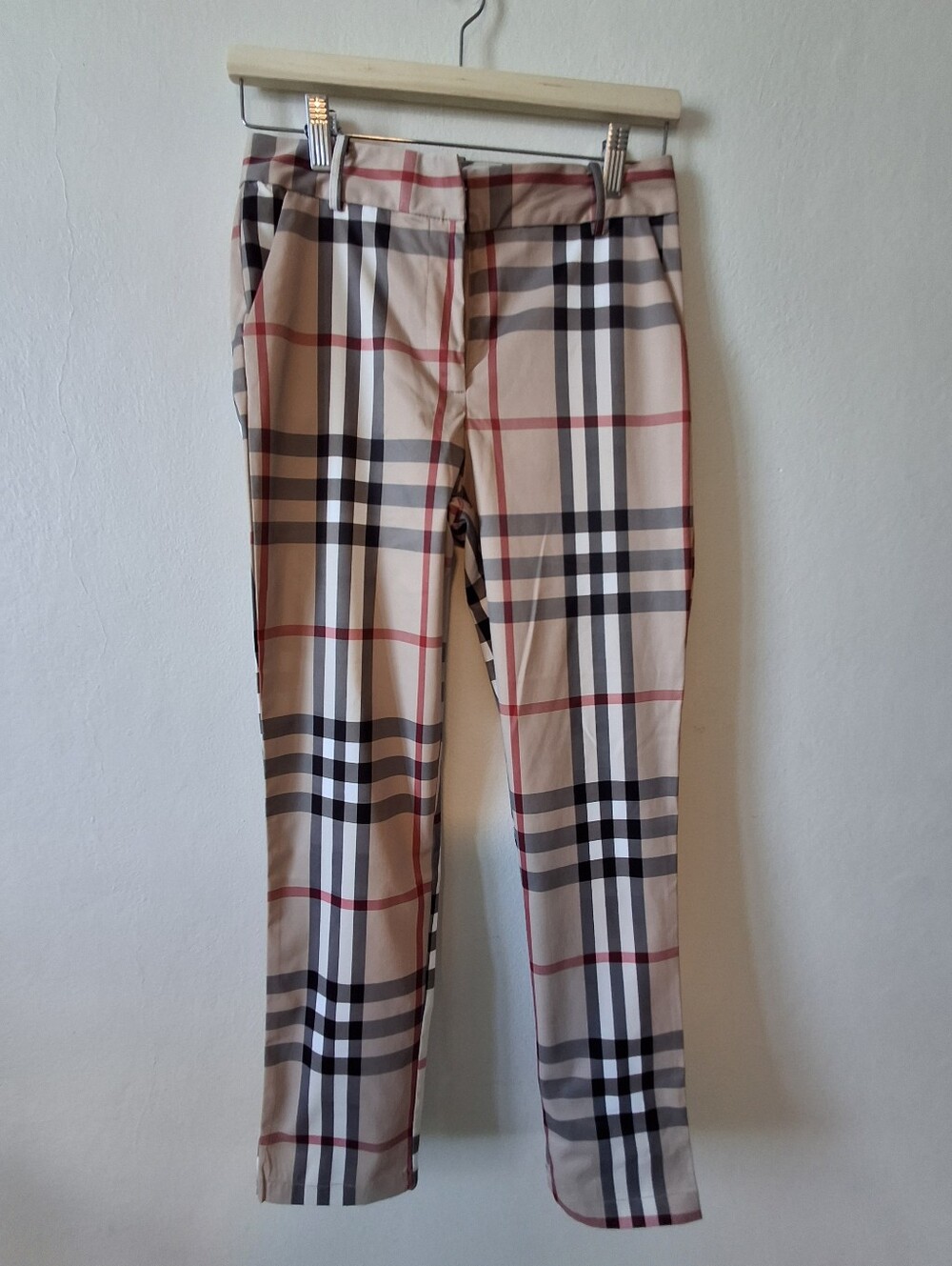Ovi Classic Plaid Women's Trousers - Beige Plaid